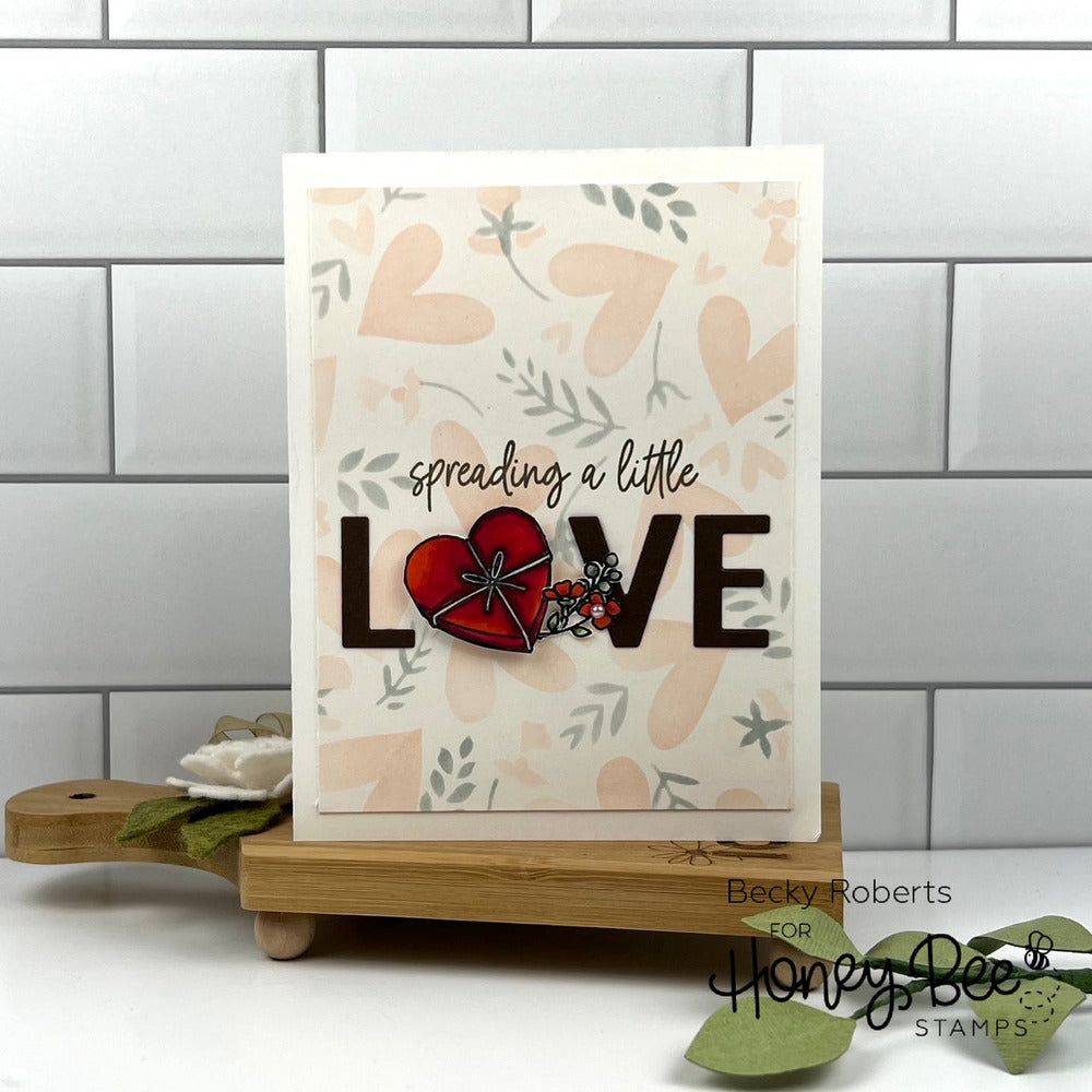 Hearts In Bloom - Set of 4 - 6"x6" Layering Background Stencils - Honey Bee Stamps