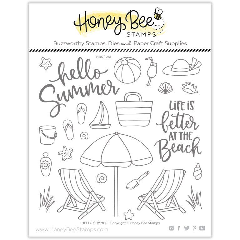 Hello Summer - 6x6 Photopolymer Stamp Set - Honey Bee Stamps