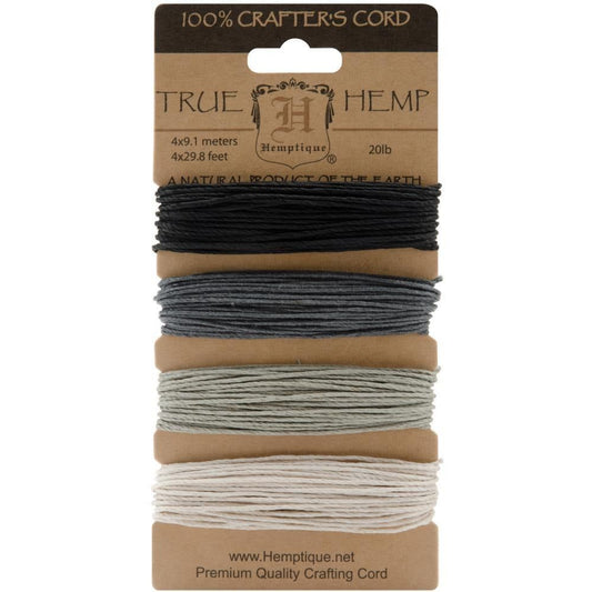 Hemp Cord 20 lb Set of 4 Colors - Onyx - Honey Bee Stamps