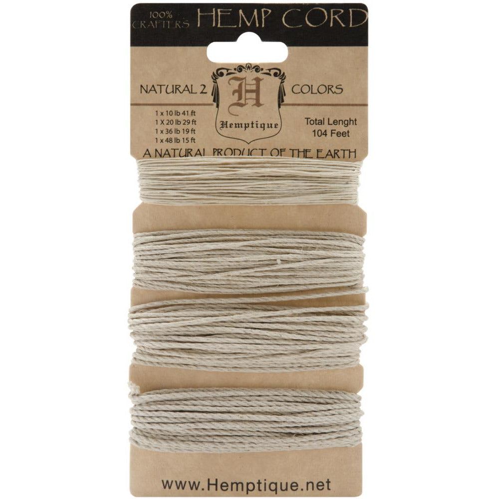 Hemp Cord Assorted Naturals Set - 4 Sizes 104 ft - Honey Bee Stamps