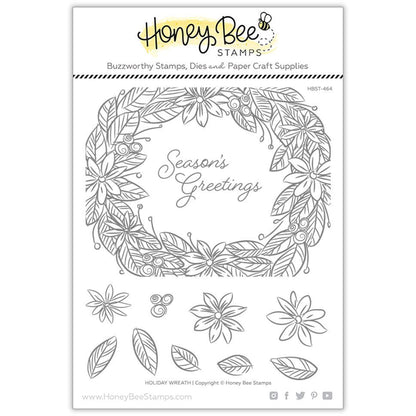 Holiday Wreath - 6x7 Stamp Set - Retiring - Honey Bee Stamps