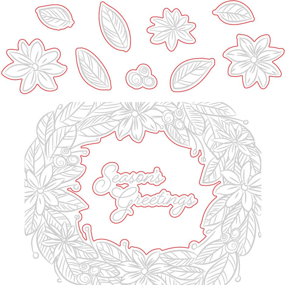 Holiday Wreath - Honey Cuts - Coordinating Dies - Retiring - Honey Bee Stamps