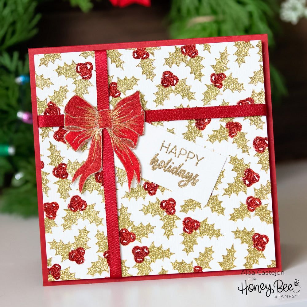 Holly and Berries - Set of 2 - 6"x6" Layering Stencils - Retiring - Honey Bee Stamps