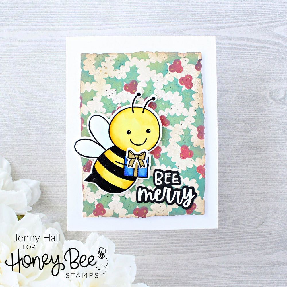 Holly and Berries - Set of 2 - 6"x6" Layering Stencils - Retiring - Honey Bee Stamps
