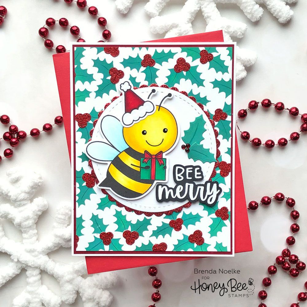 Holly and Berries - Set of 2 - 6"x6" Layering Stencils - Retiring - Honey Bee Stamps