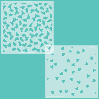 Holly and Berries - Set of 2 - 6"x6" Layering Stencils - Retiring - Honey Bee Stamps