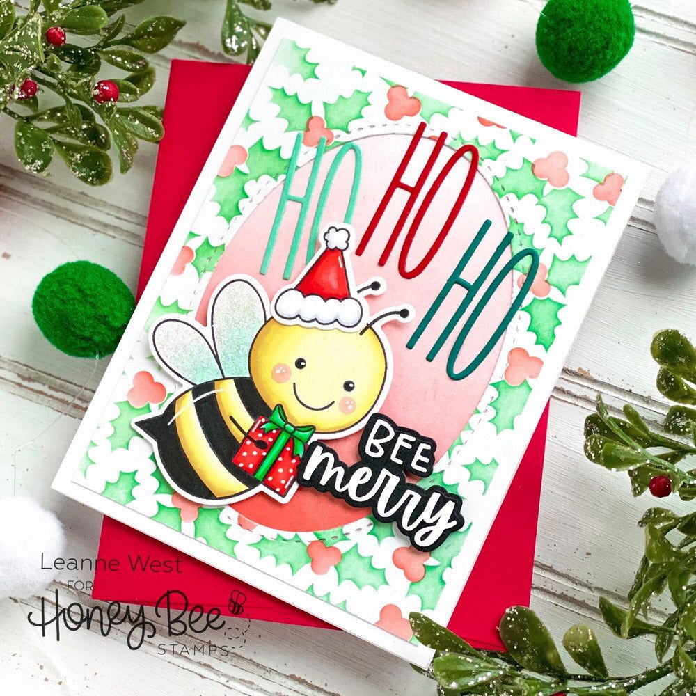 Holly and Berries - Set of 2 - 6"x6" Layering Stencils - Retiring - Honey Bee Stamps