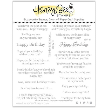 Inside: Birthday Sentiments - 6x6 Photopolymer Stamp Set - Honey Bee Stamps