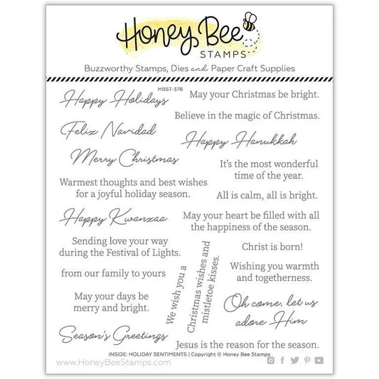 Inside: Holiday Sentiments - 6x6 Photopolymer Stamp Set - Honey Bee Stamps