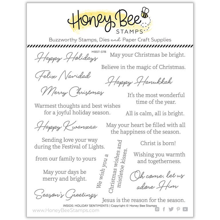 Inside: Holiday Sentiments - 6x6 Photopolymer Stamp Set - Honey Bee Stamps