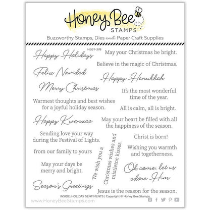Inside: Holiday Sentiments - 6x6 Photopolymer Stamp Set - Honey Bee Stamps