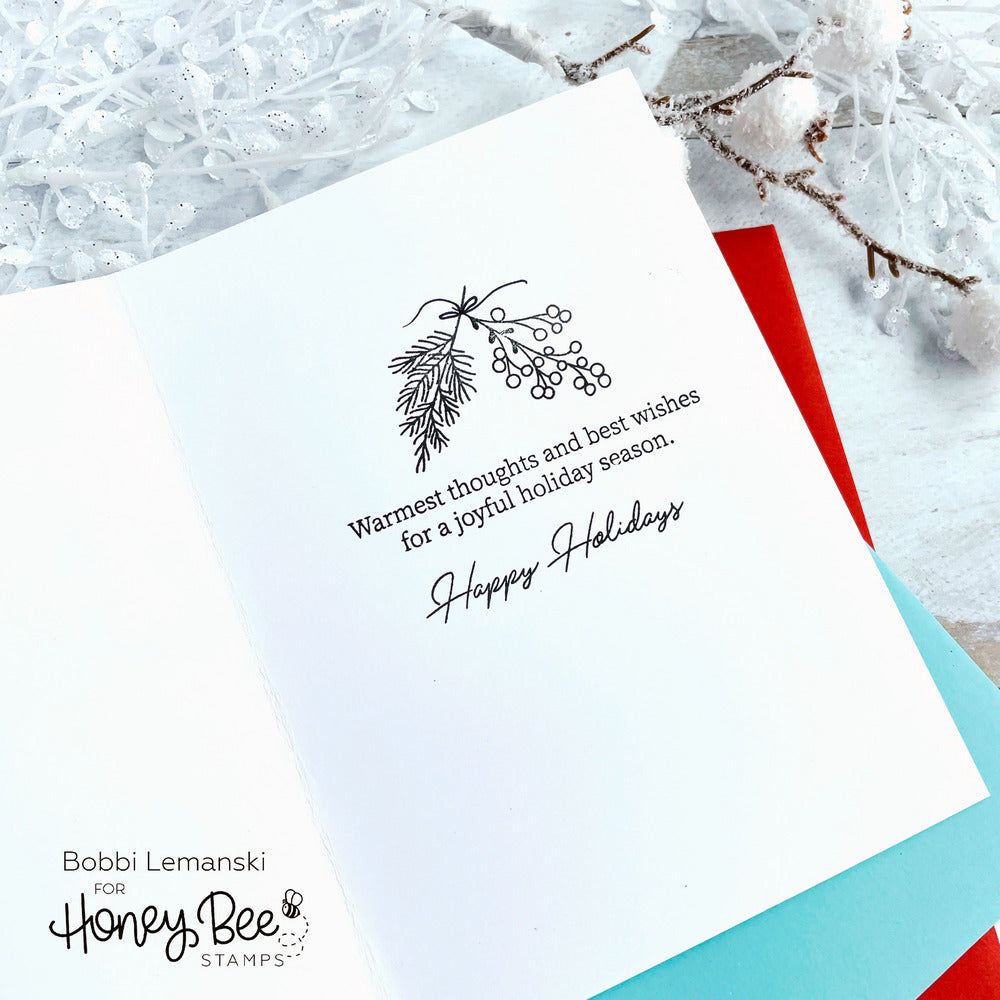 Inside: Holiday Sentiments - 6x6 Photopolymer Stamp Set - Honey Bee Stamps
