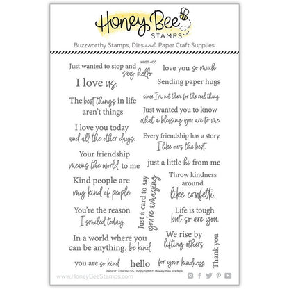 Inside: Kindness Sentiments - 6x8 Photopolymer Stamp Set - Honey Bee Stamps