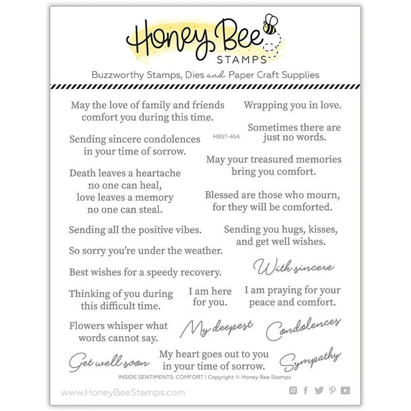 Inside Sentiments: Comfort - 6x6 Photopolymer Stamp Set – Honey Bee Stamps