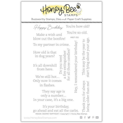 Inside: Snarky Birthday Sentiments - 4x6 Photopolymer Stamp Set - Honey Bee Stamps
