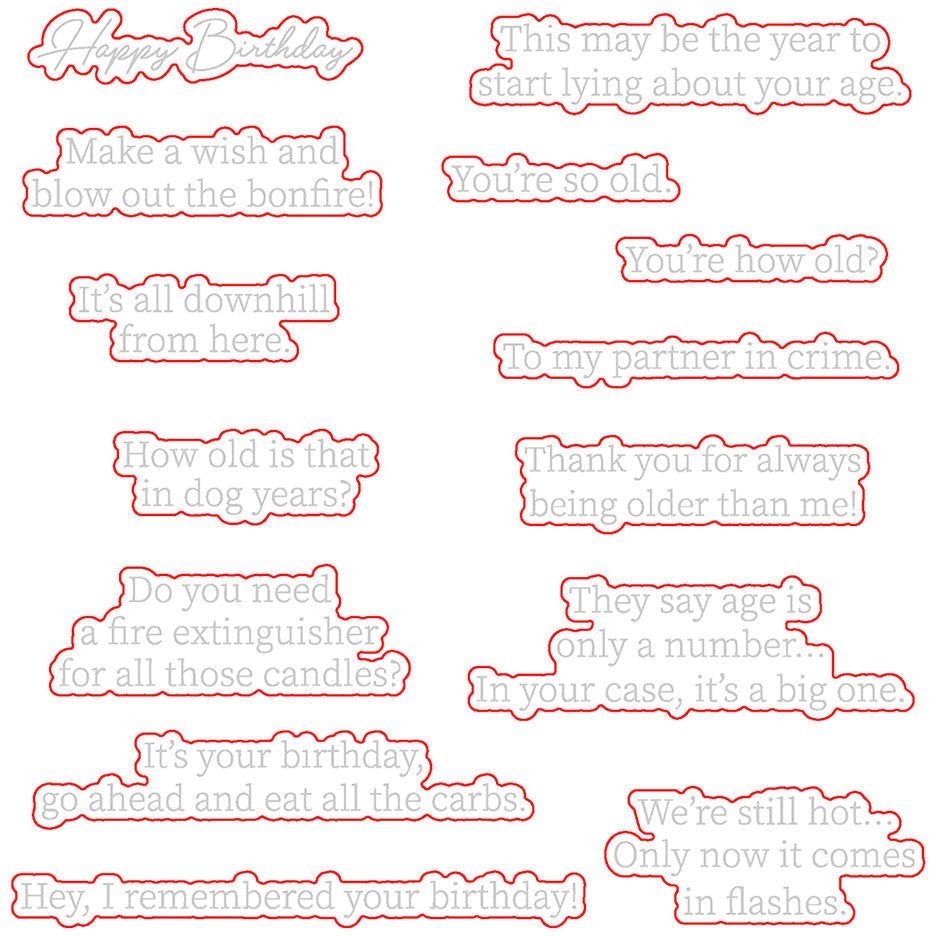 Inside: Snarky Birthday Sentiments - Honey Cuts - Coordinating Dies - Honey Bee Stamps