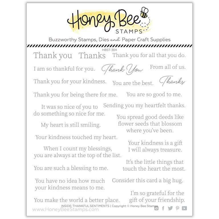 Inside: Thankful Sentiments - 6x6 Photopolymer Stamp Set - Honey Bee Stamps