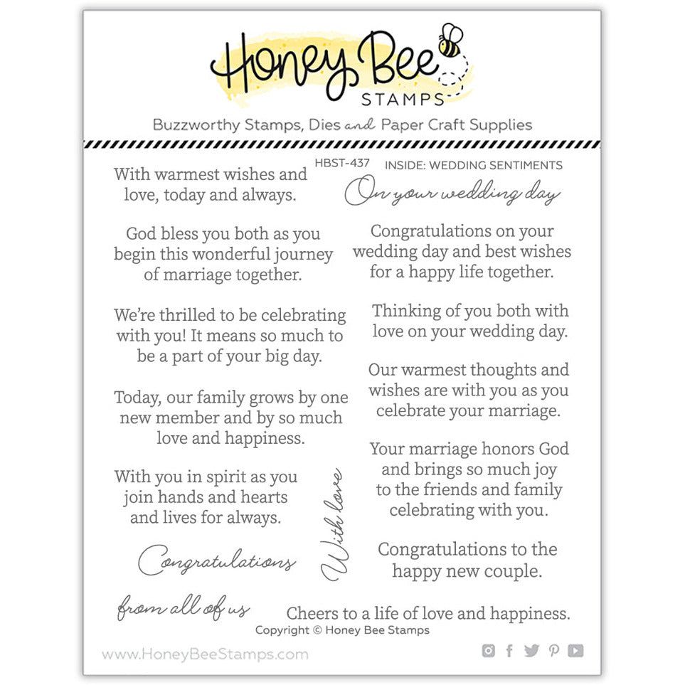 Inside: Wedding Sentiments - 6x6 Photopolymer Stamp Set - Honey Bee Stamps