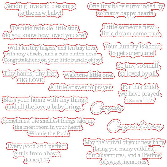 Inside: Welcome Baby Sentiments - Honey Cuts - Coordinating Dies - Honey Bee Stamps