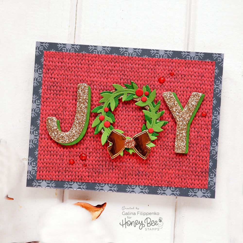 Joy Noel Wreath - Honey Cuts - Stand - Alone Dies - Honey Bee Stamps