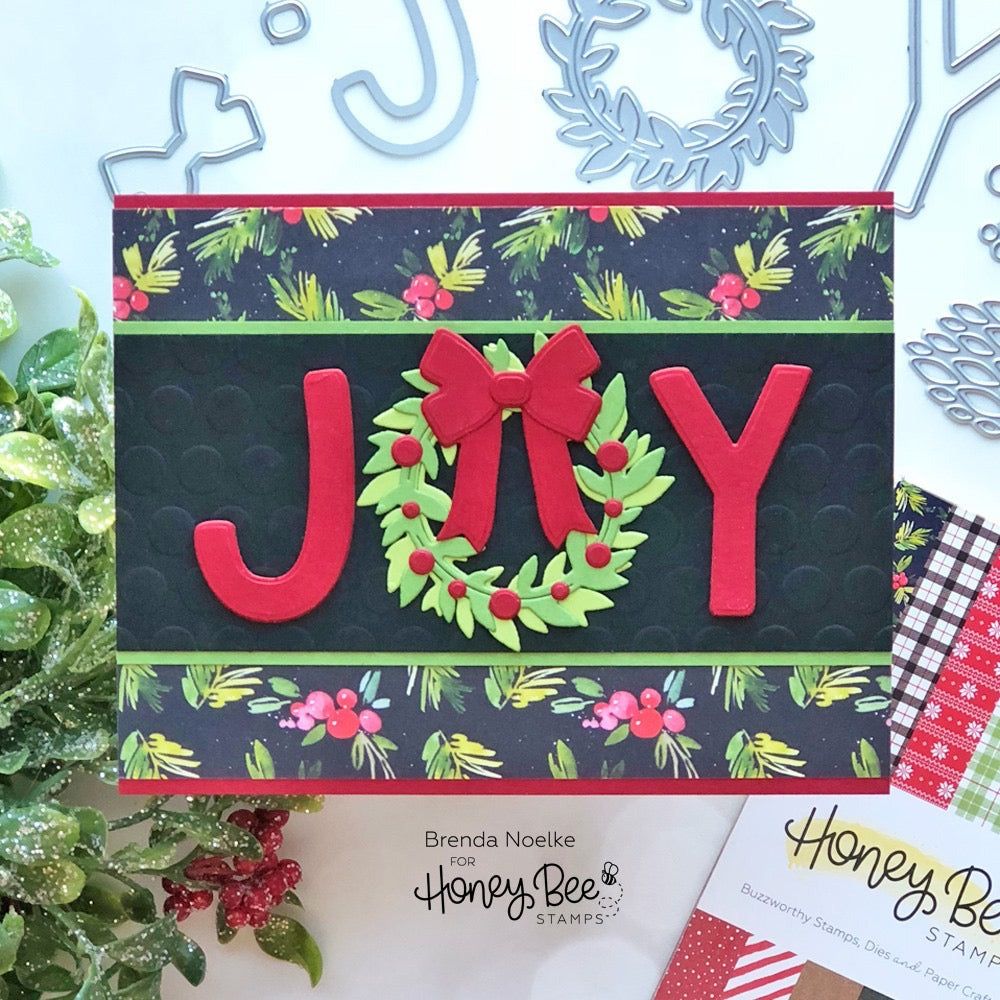 Joy Noel Wreath - Honey Cuts - Stand - Alone Dies - Honey Bee Stamps