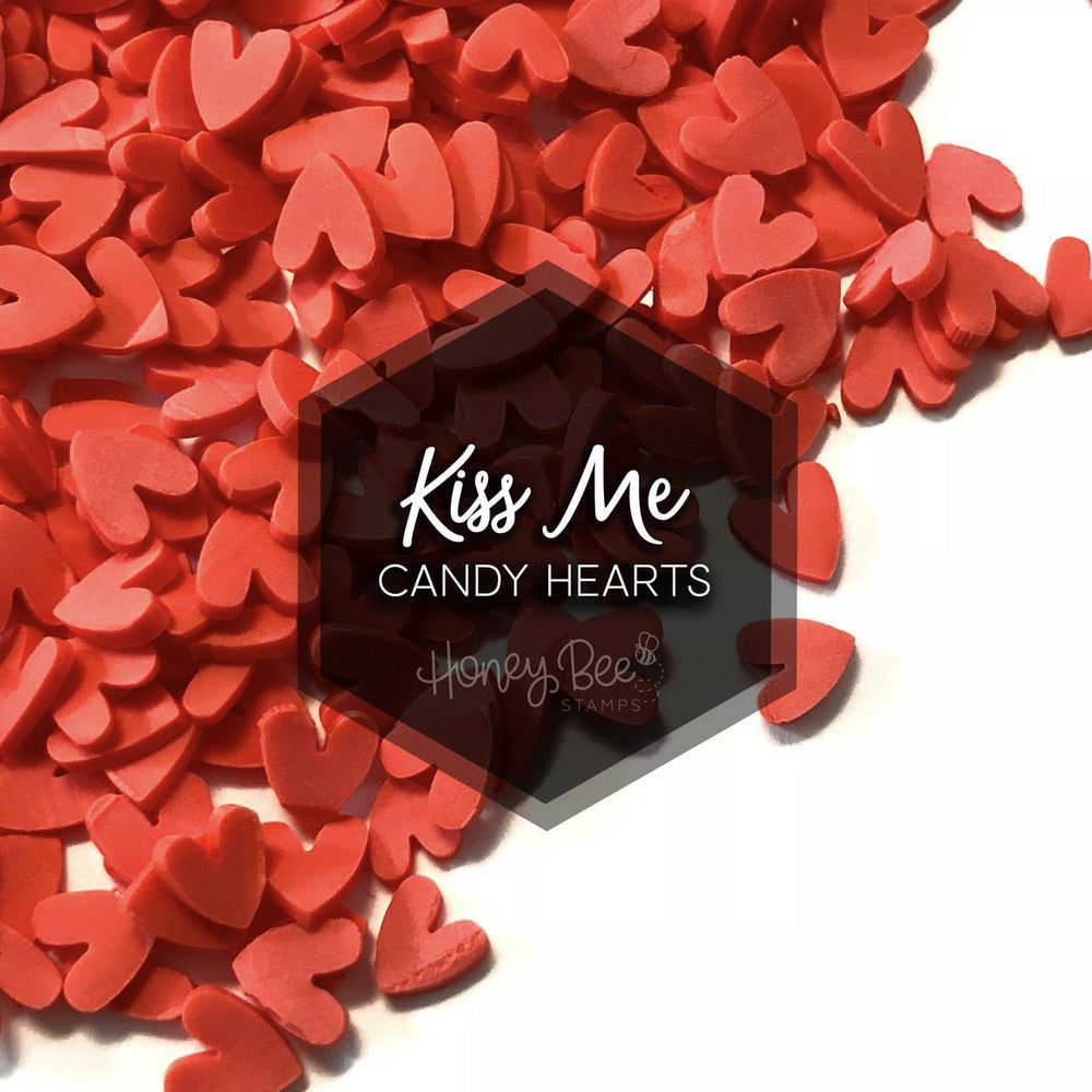 Kiss Me - Red Clay Heart Embellishments - Honey Bee Stamps