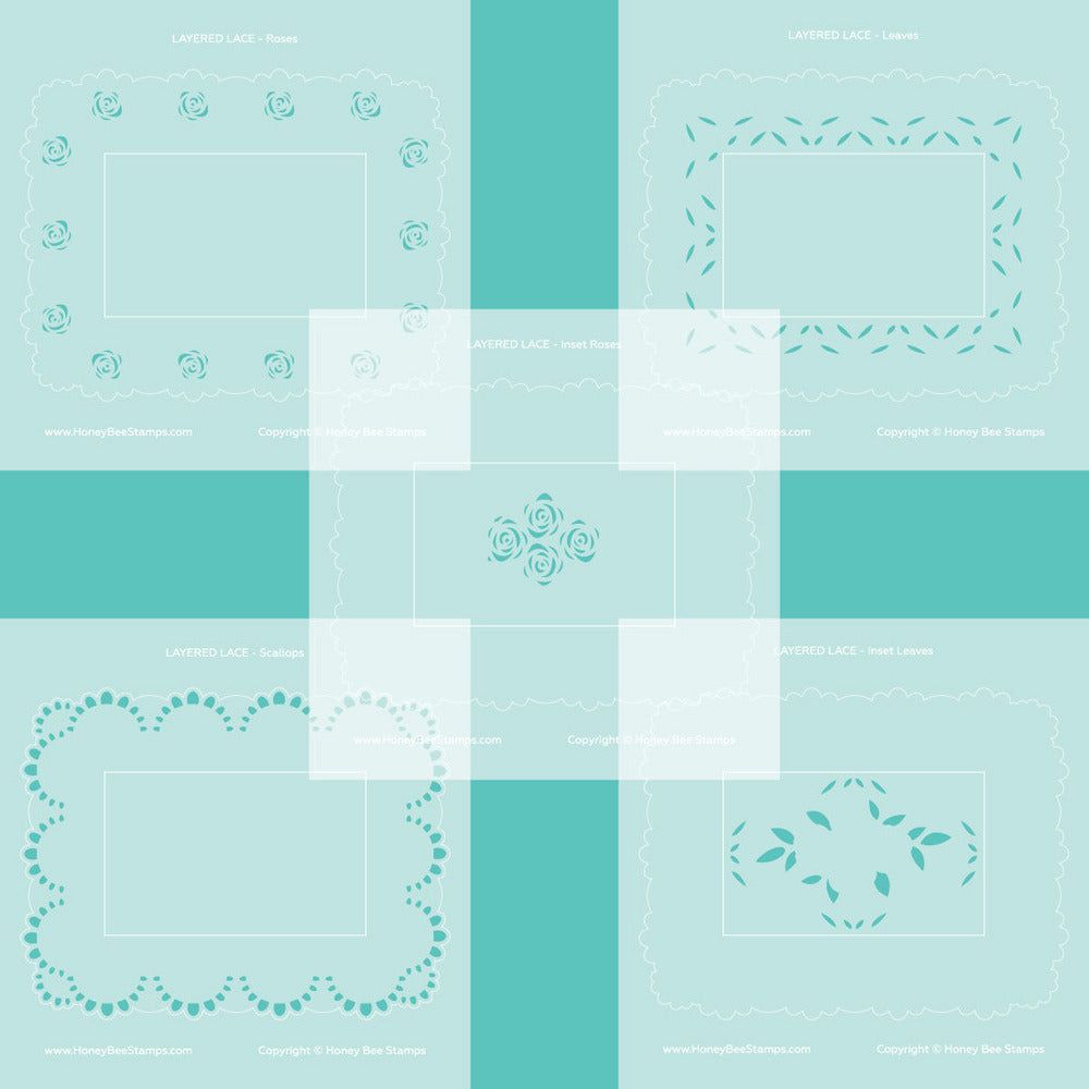 Layered Lace - Set of 5 - 6"x6" Layering Stencils - Retiring - Honey Bee Stamps