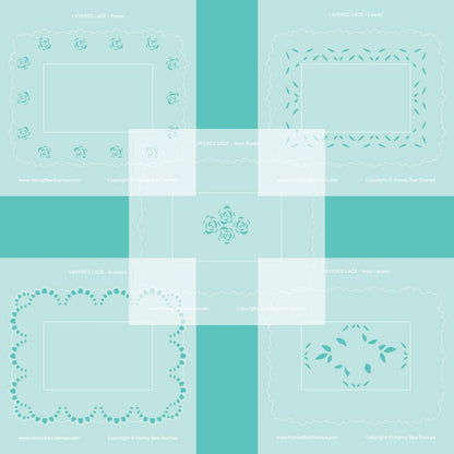 Layered Lace - Set of 5 - 6"x6" Layering Stencils - Retiring - Honey Bee Stamps