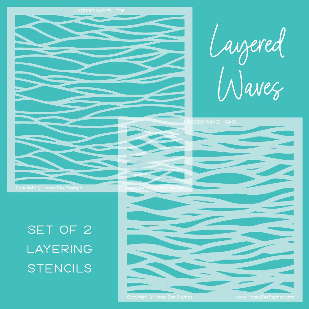 Layered Waves - Set of 2 - 6"x6" Layering Stencils - Honey Bee Stamps