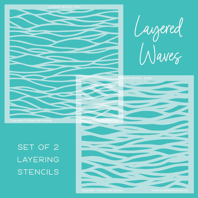 Layered Waves - Set of 2 Layering Stencils - Honey Bee Stamps