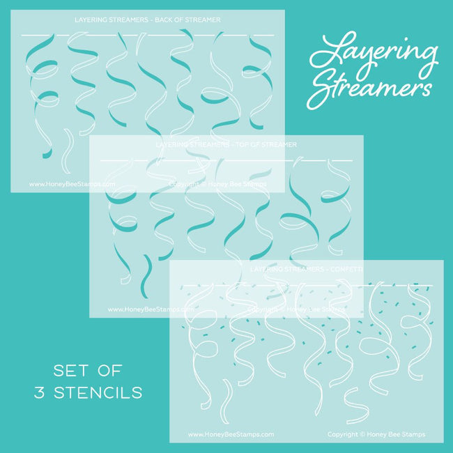 Layering Streamers - Set Of 3 A2 Stencils - Honey Bee Stamps