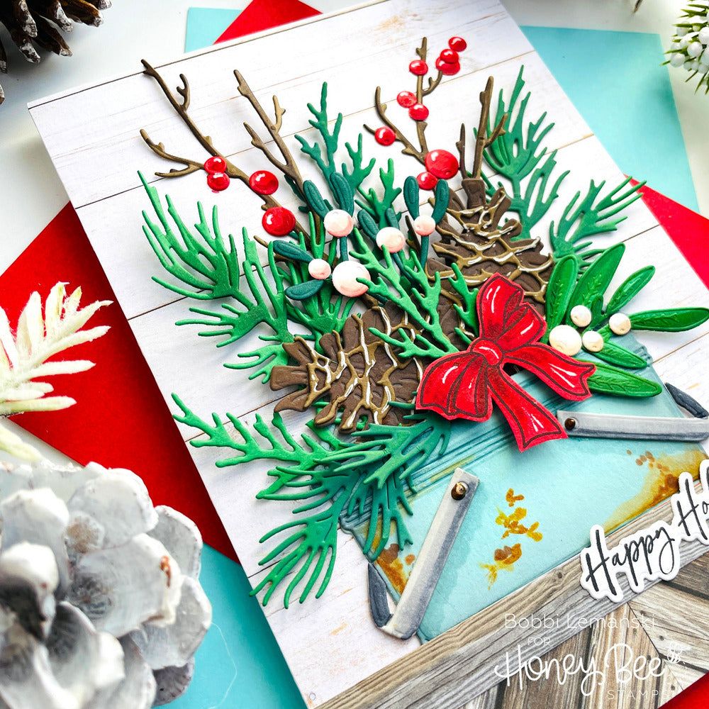 Lovely Layers: Winter Greenery - Honey Cuts - Stand - Alone Dies - Honey Bee Stamps