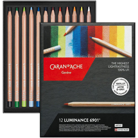 Luminance 6901 by Caran D'Ache - 12 Pkg Pro Colored Pencils - Honey Bee Stamps