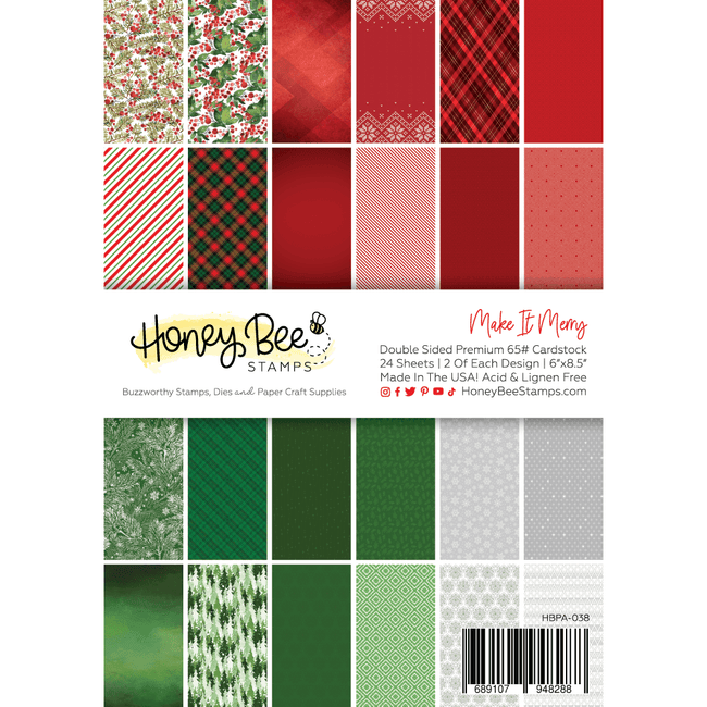 Make It Merry Paper Pad 6x8.5 - 24 Double Sided Sheets - Honey Bee Stamps
