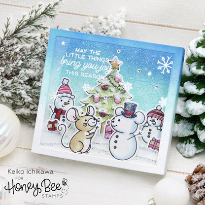 Merry Christmouse - 4x5 Photopolymer Stamp Set - Retiring - Honey Bee Stamps