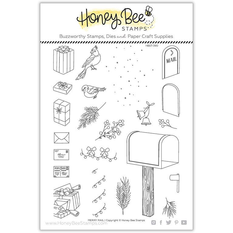 Merry Mail - 6x8 Photopolymer Stamp Set - Honey Bee Stamps