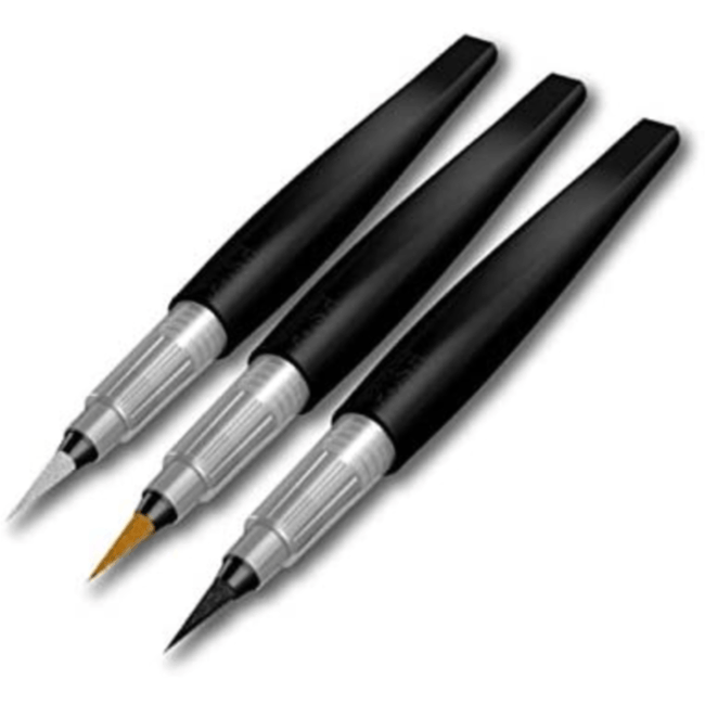 Metallics Sparkle Glitter Brush Pens 3/Pkg - Gold, Silver, Black - Honey Bee Stamps