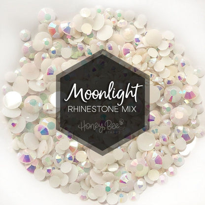 Moonlight - White Iridescent Flat Back Jelly Rhinestone Mix - Honey Bee Stamps