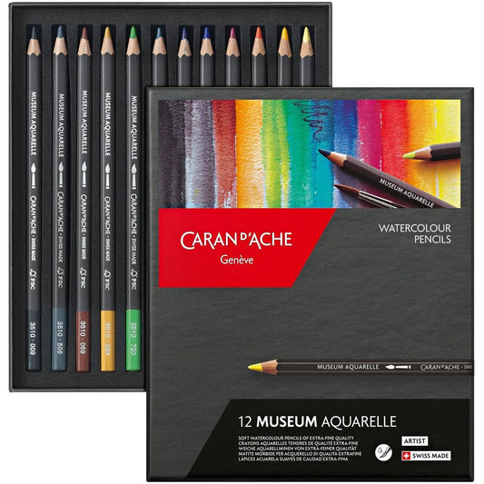 Museum Aquarelle by Caran D'Ache - 12 pkg Pro Watercolor Pencils - Honey Bee Stamps