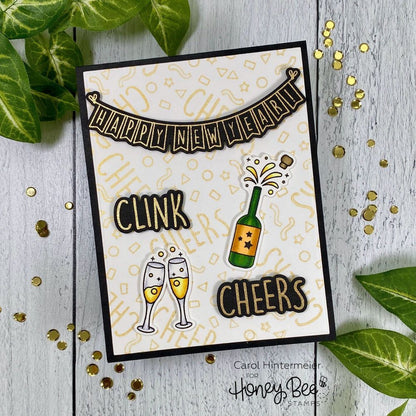 New Year Cheers - 6x6 Photopolymer Stamp Set - Retiring - Honey Bee Stamps