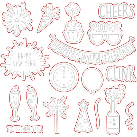 New Year Cheers - Honey Cuts - Coordinating Dies - Retiring - Honey Bee Stamps