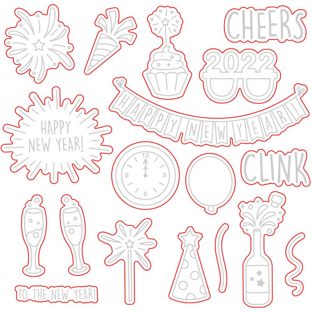 New Year Cheers - Honey Cuts - Coordinating Dies - Retiring - Honey Bee Stamps