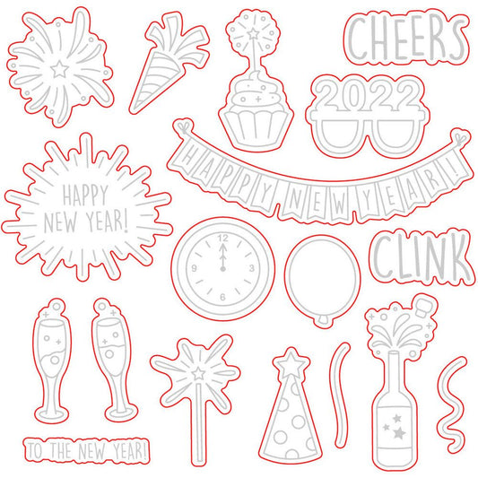 New Year Cheers - Honey Cuts - Coordinating Dies - Retiring - Honey Bee Stamps