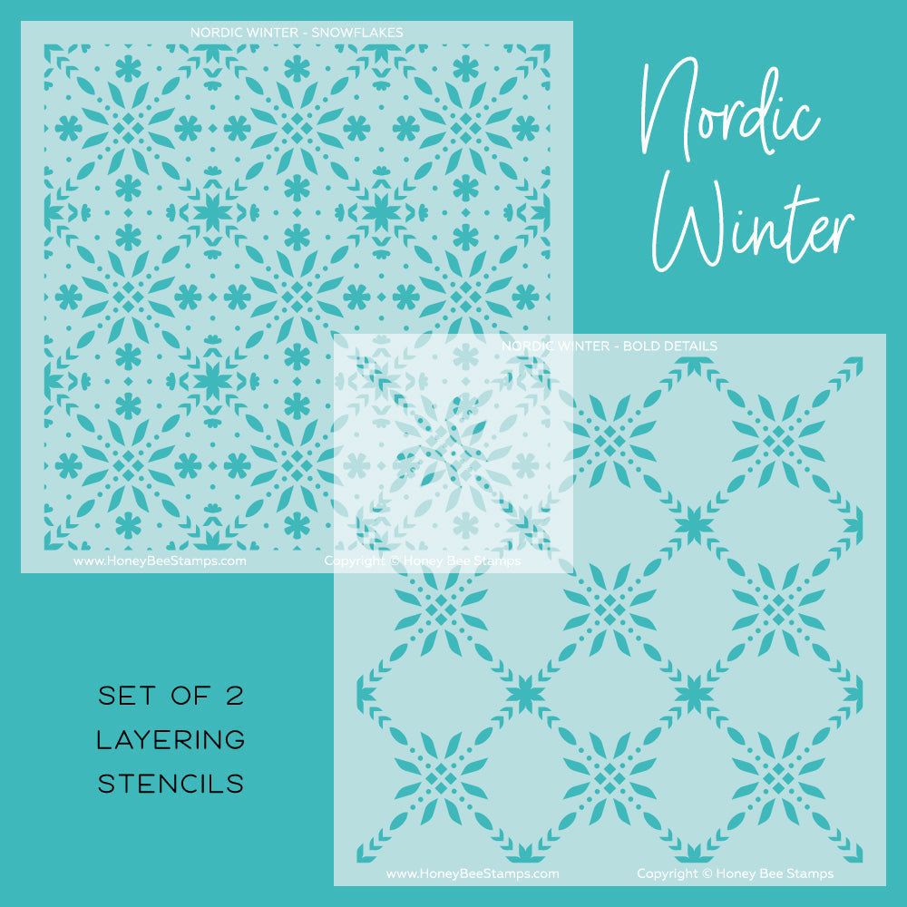 Nordic Winter - Set of 2 Background Stencils - Honey Bee Stamps