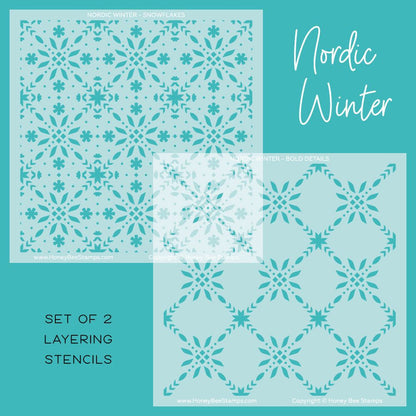 Nordic Winter - Set of 2 Background Stencils - Honey Bee Stamps