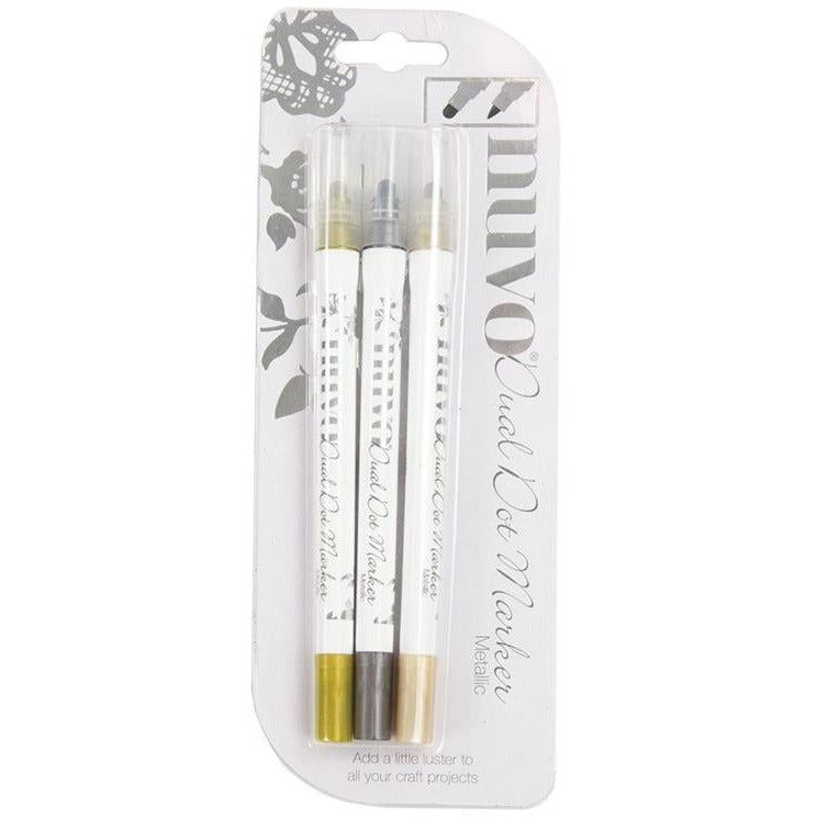 Nuvo Metallic Dual Tip Dot Markers 3/Pkg - Honey Bee Stamps