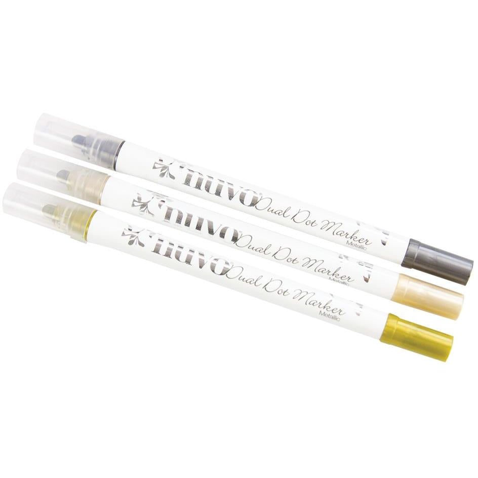 Nuvo Metallic Dual Tip Dot Markers 3/Pkg - Honey Bee Stamps