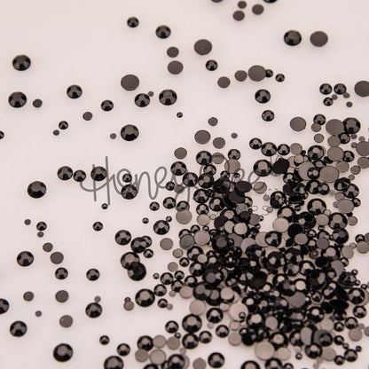 Obsidian - Black Flat Back Rhinestone Mix 2mm to 6mm size - Honey Bee Stamps