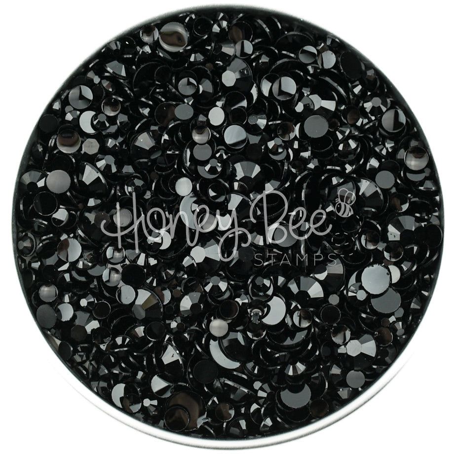 Obsidian - Black Flat Back Rhinestone Mix 2mm to 6mm size - Honey Bee Stamps