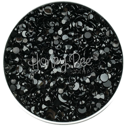 Obsidian - Black Flat Back Rhinestone Mix 2mm to 6mm size - Honey Bee Stamps